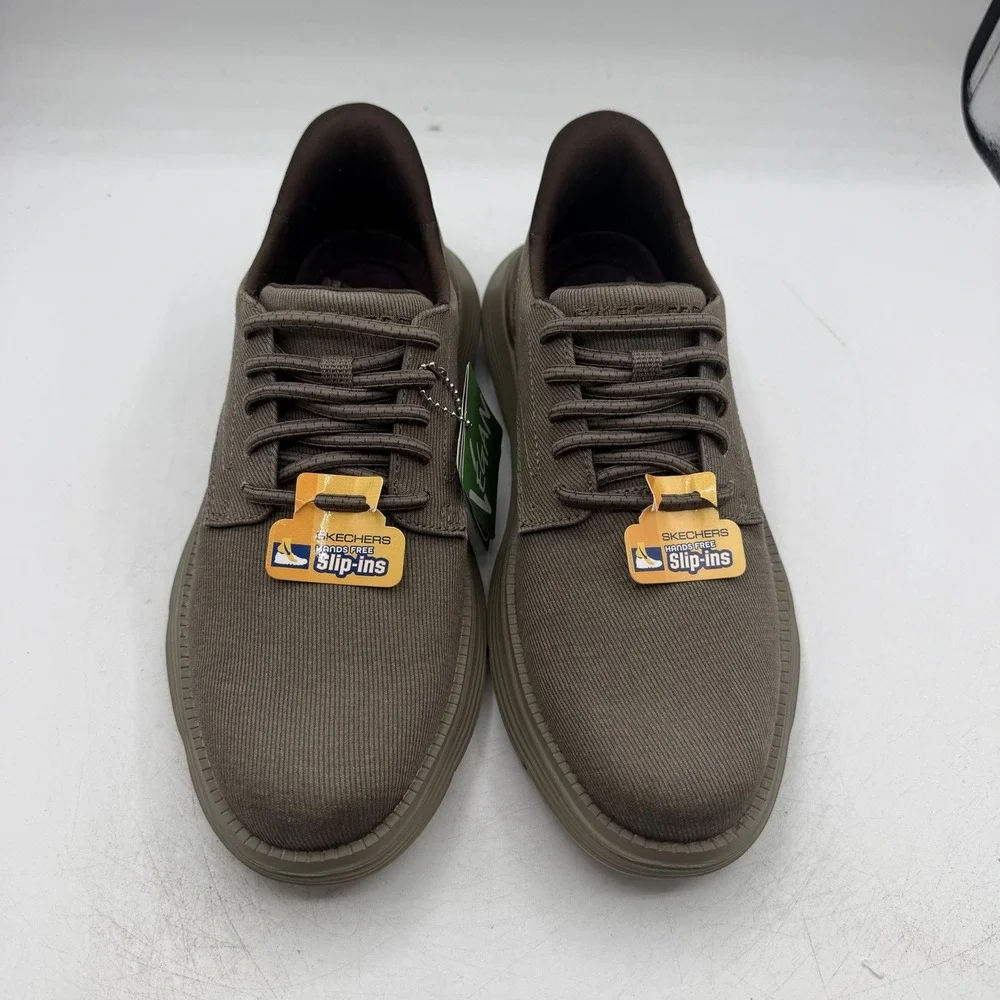 Skechers Garza Clive Shoes Mens 7 Dark Taupe Slip Ins Sneakers Hands Free 205352